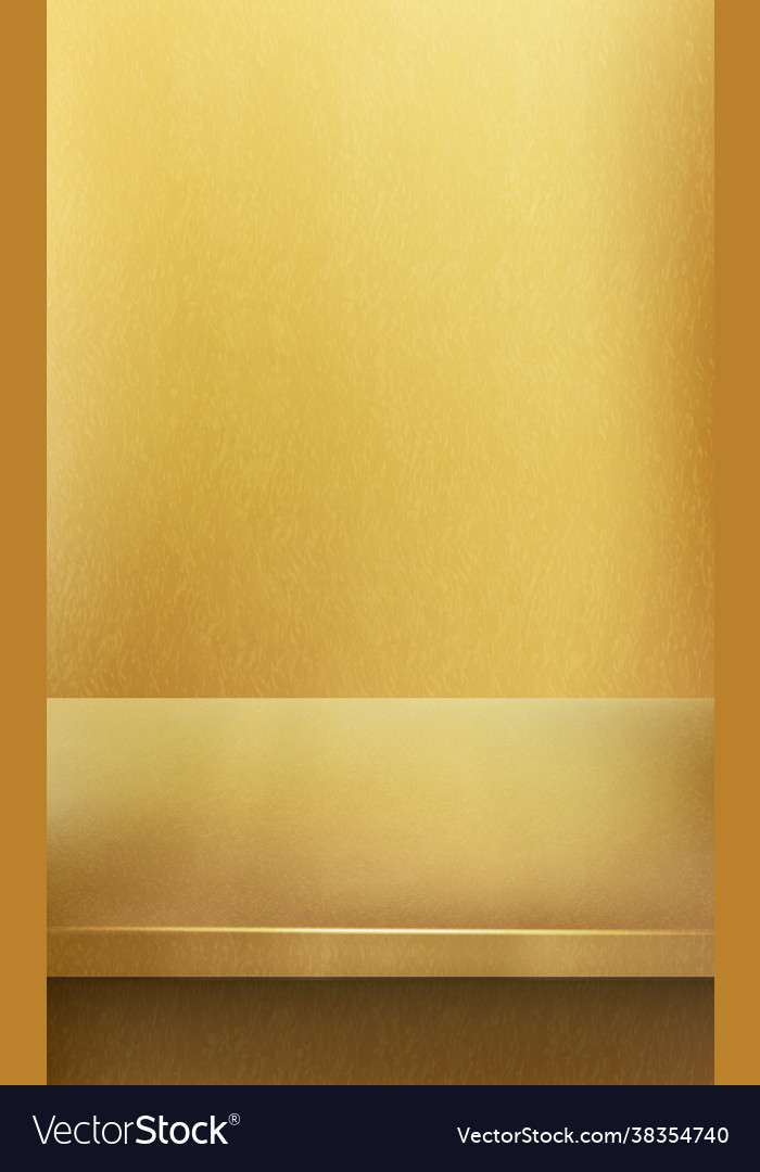 Metal gold table top yellow background