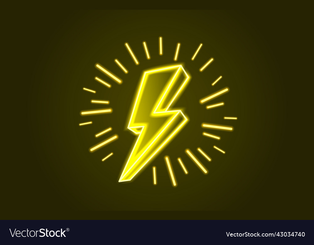 Neon sign of lightning signboard on the black