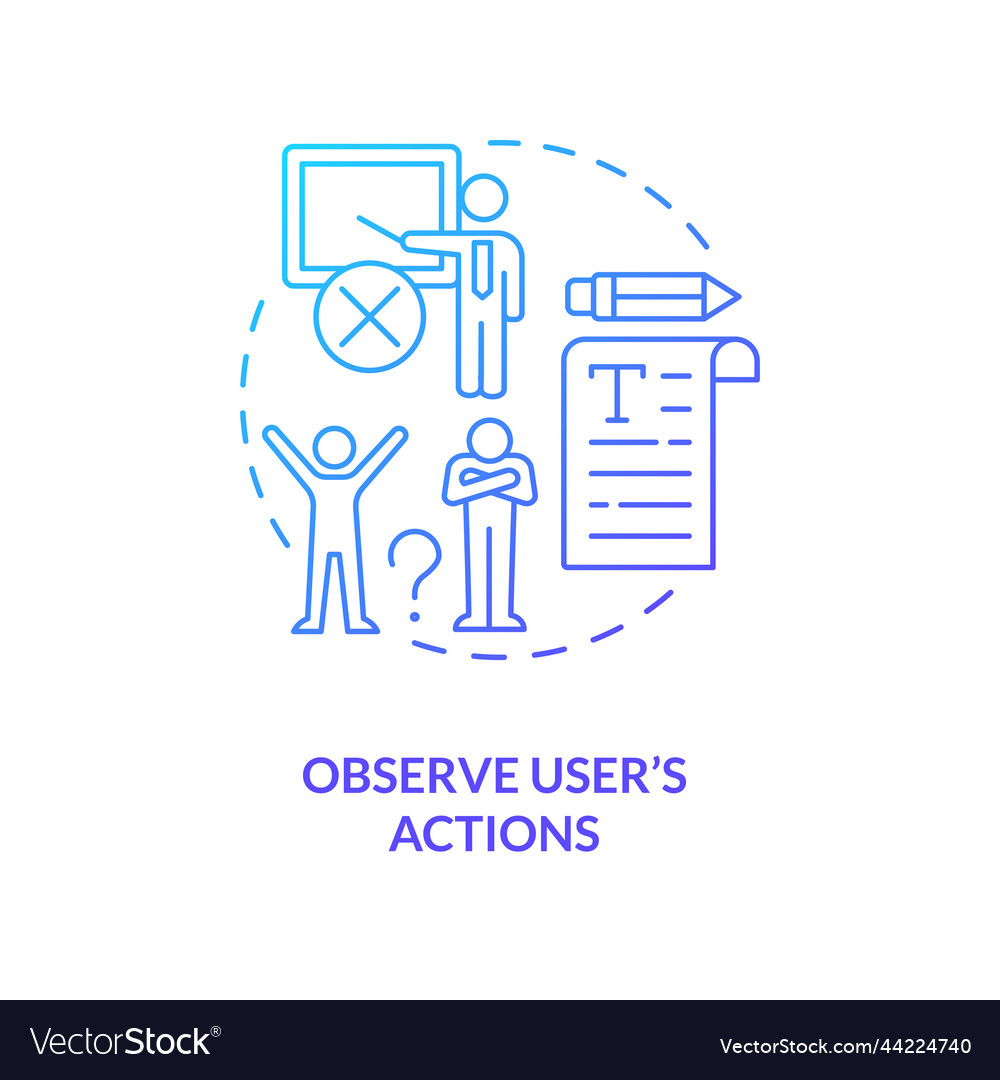 Observe user actions blue gradient concept icon vector image Observe user actions blue gradient concept icon