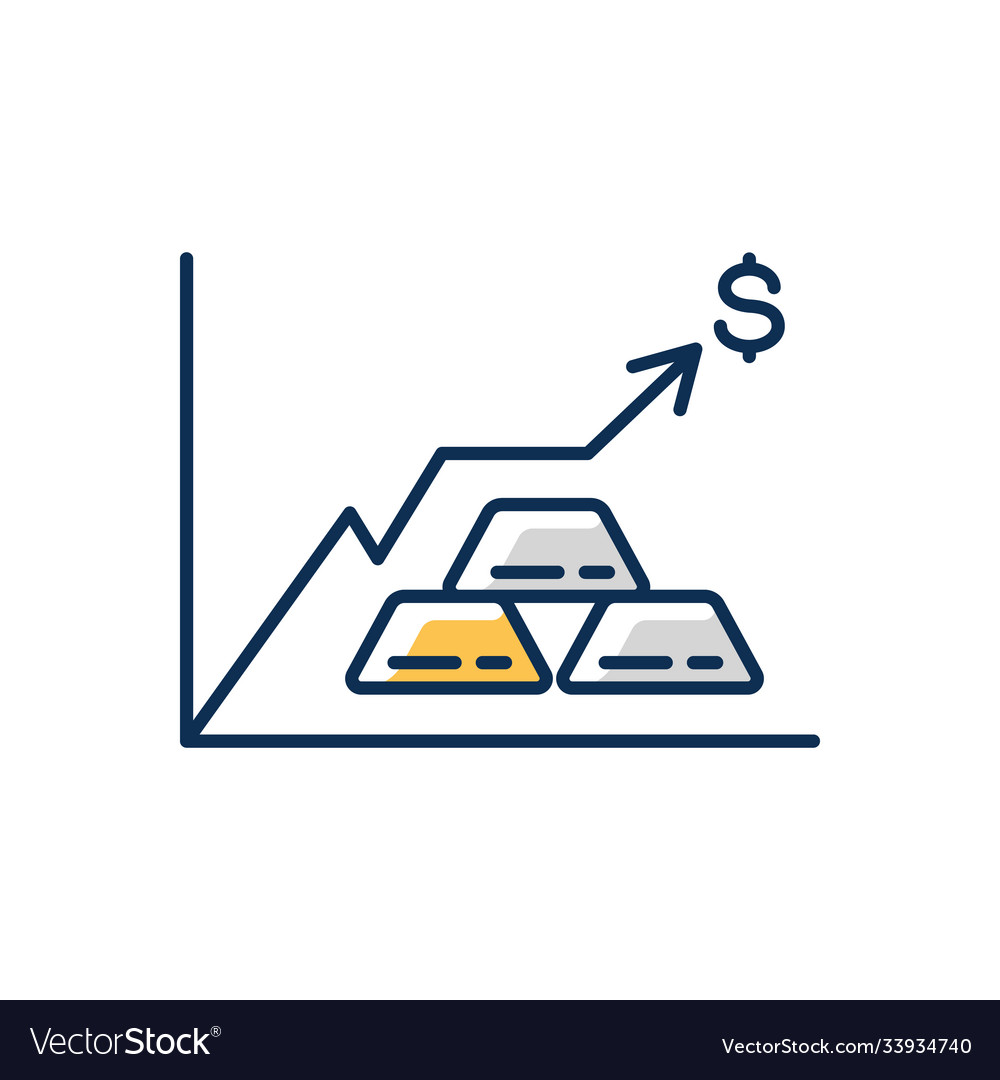 Precious Metals Price Rgb Color Icon Royalty Free Vector