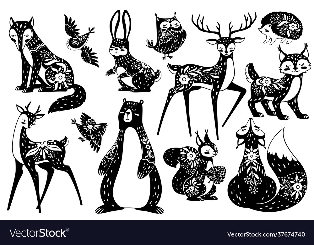 Scandinavian animals forest dwellers nordic Vector Image