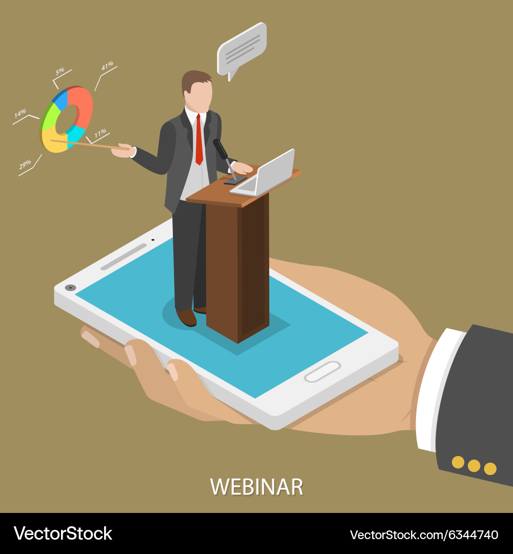 Web conference flat isometric concept Royalty Free Vector