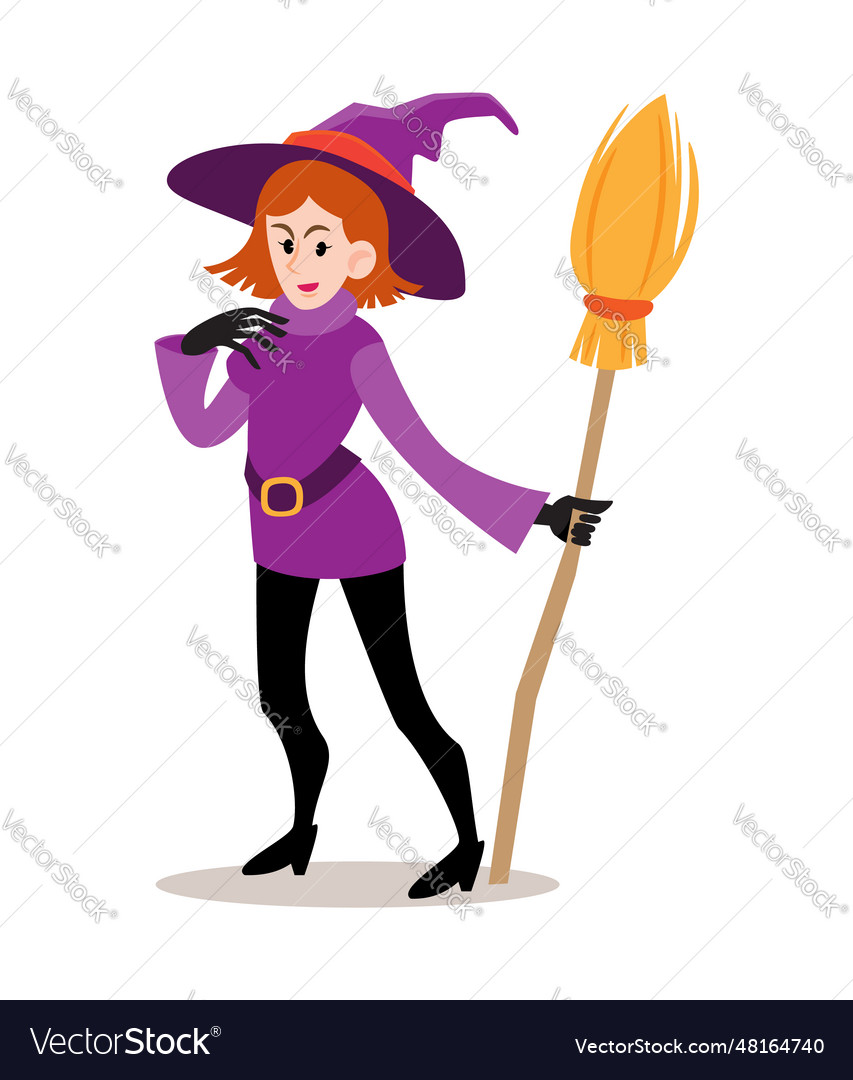 Witch halloween cartoon characters Royalty Free Vector Image