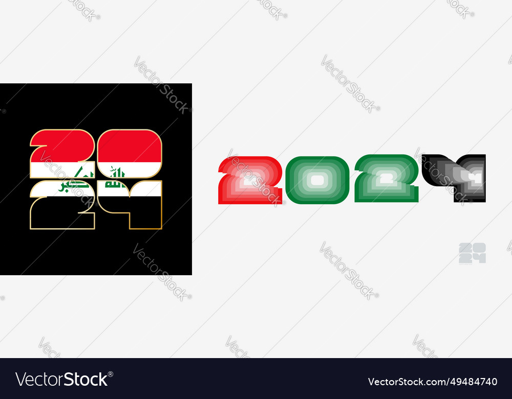 Year 2024 with flag of iraq and in color palate Vector Image