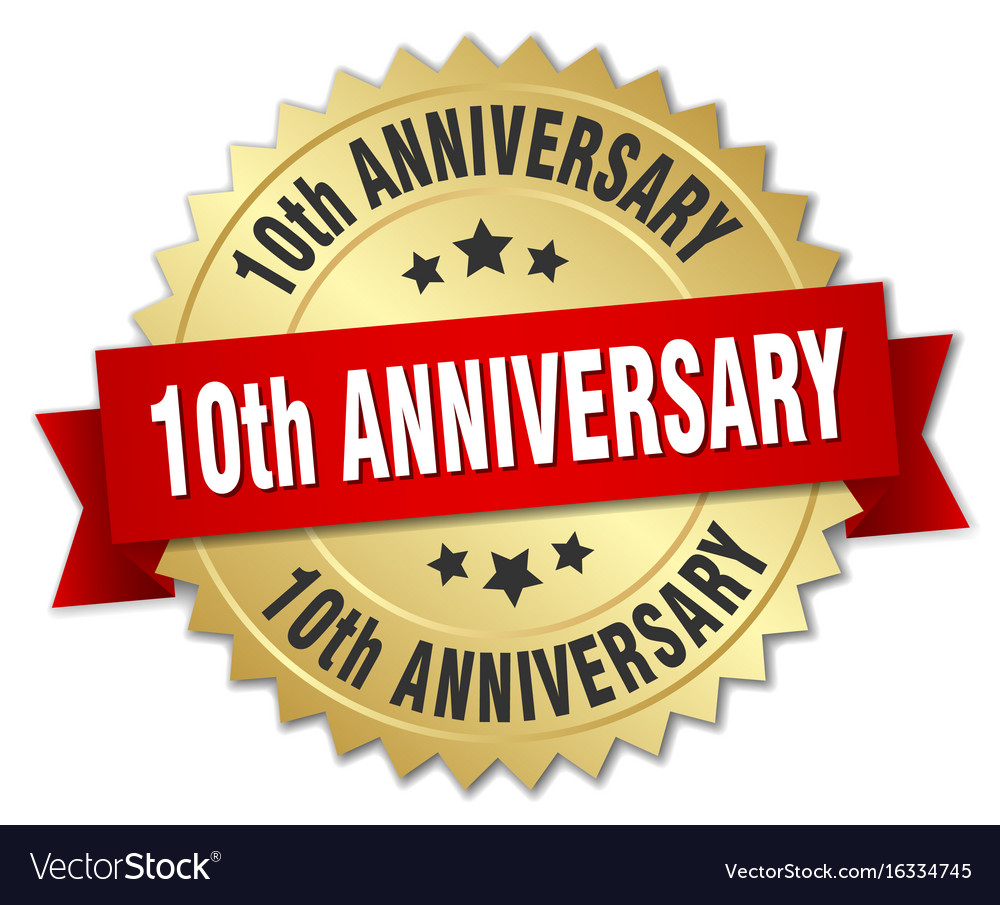 10th anniversary round isolated gold badge Vector Image