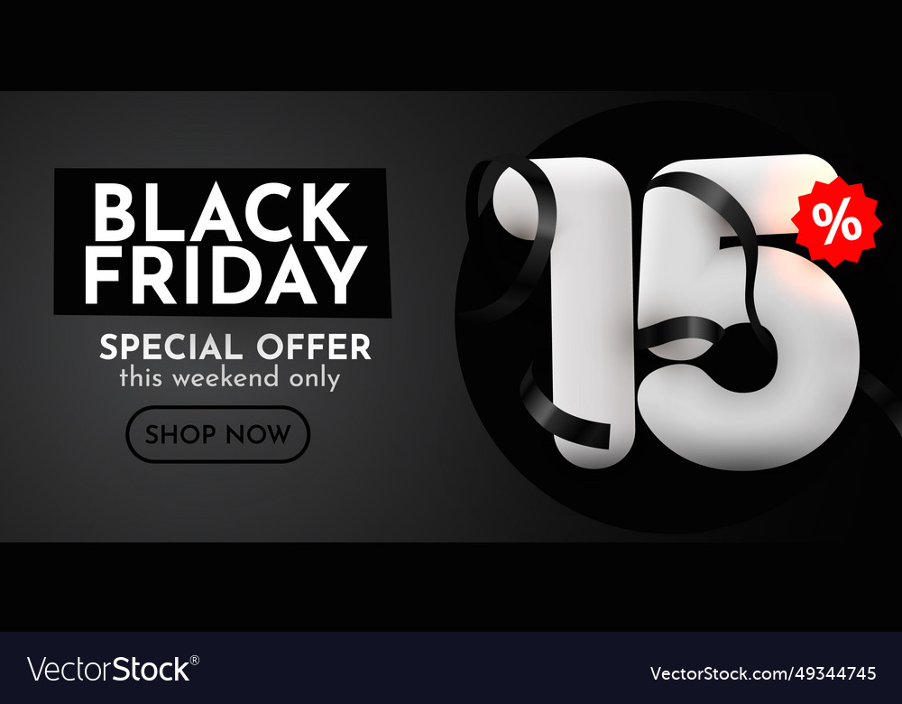 15 percent off black friday sale composition Vector Image