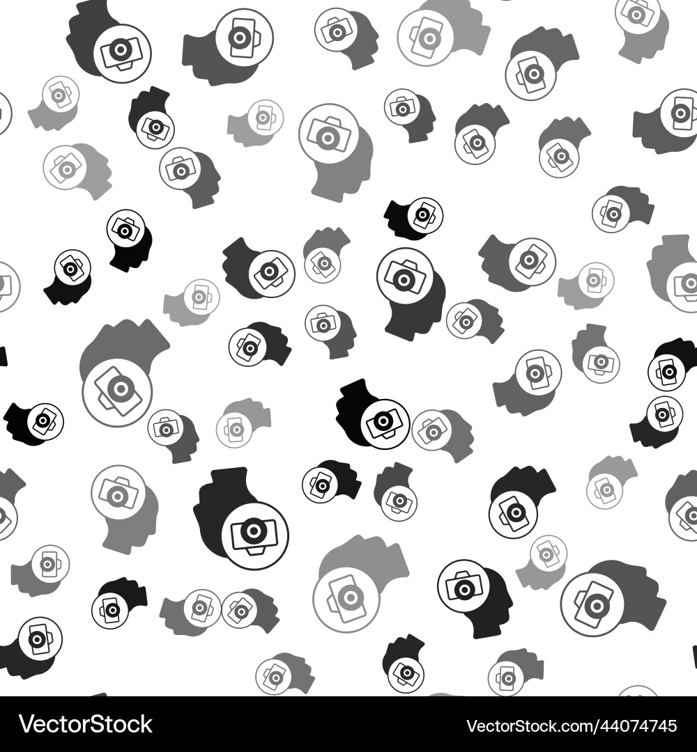 Black photo camera icon isolated seamless pattern Vector Image
