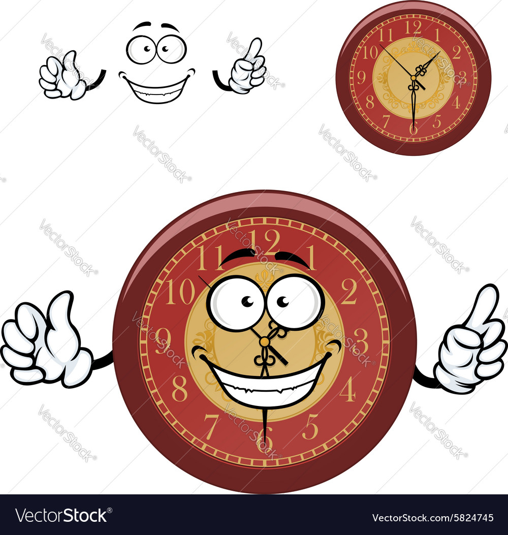 Cartoon wall clock with hands Royalty Free Vector Image