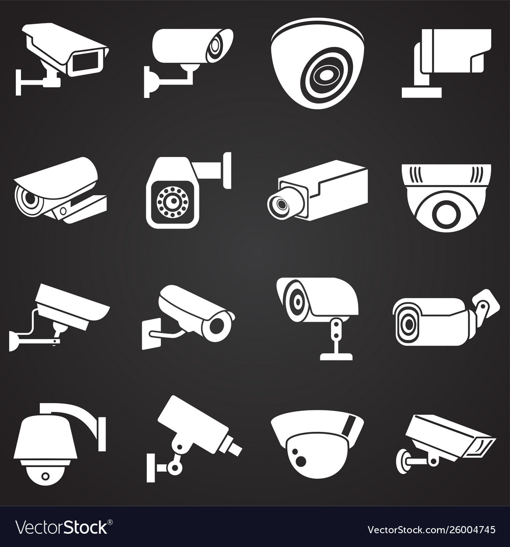 Cctv related icon set on background for graphic