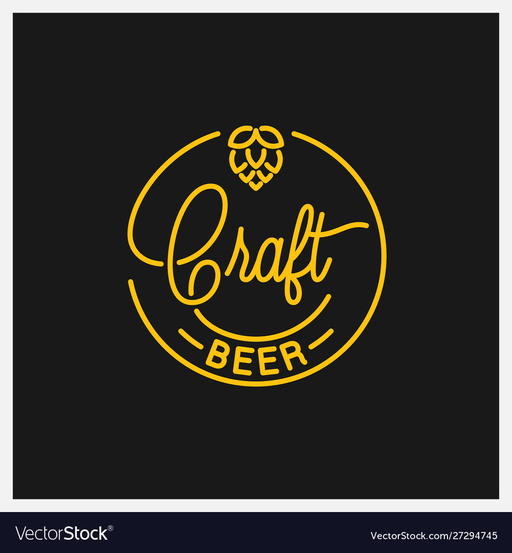 Craft beer logo round linear hop Royalty Free Vector Image