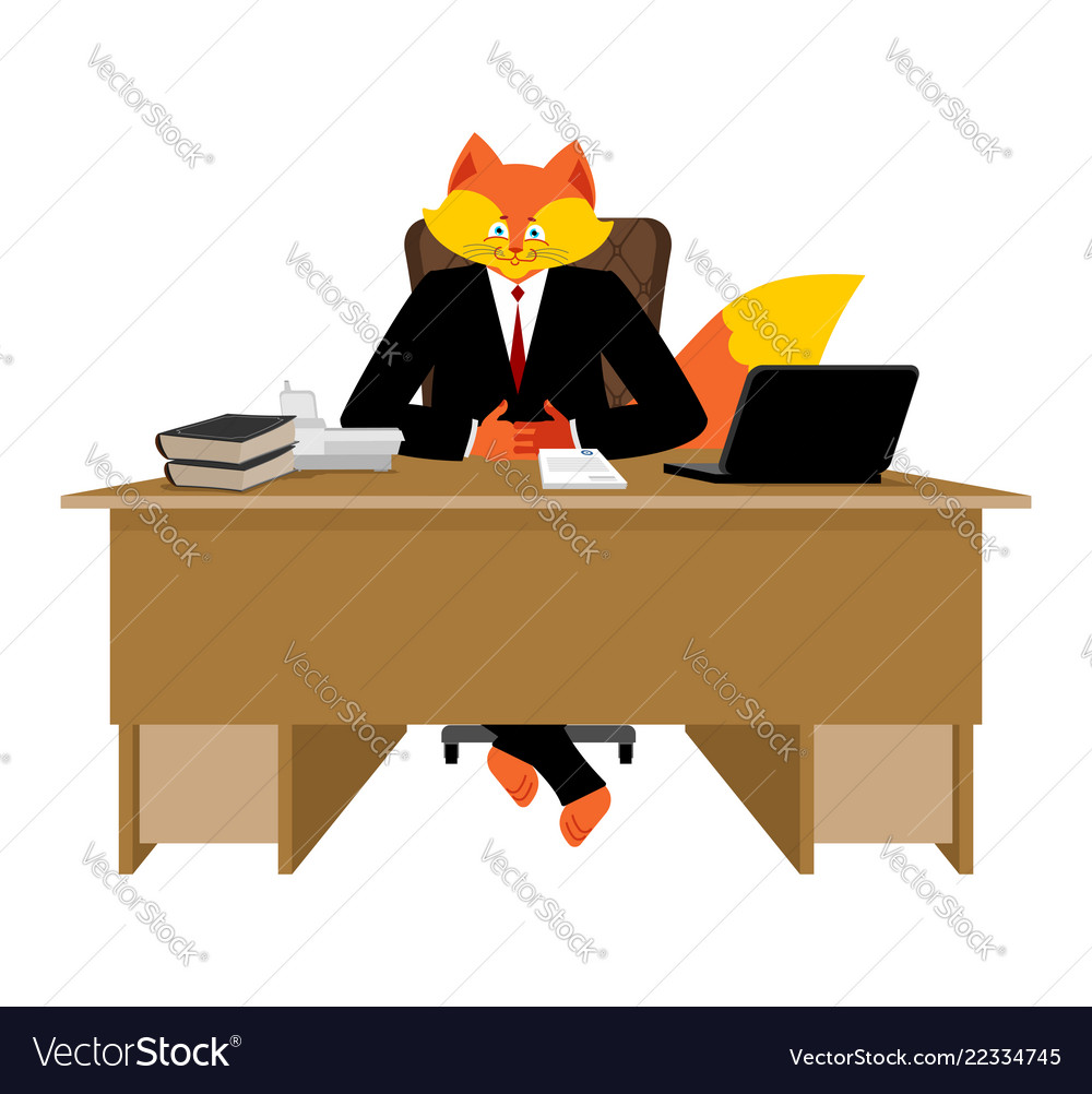 Fox businessman boss wild cunning animal manager Vector Image Fox businessman boss wild cunning animal manager Vector Image