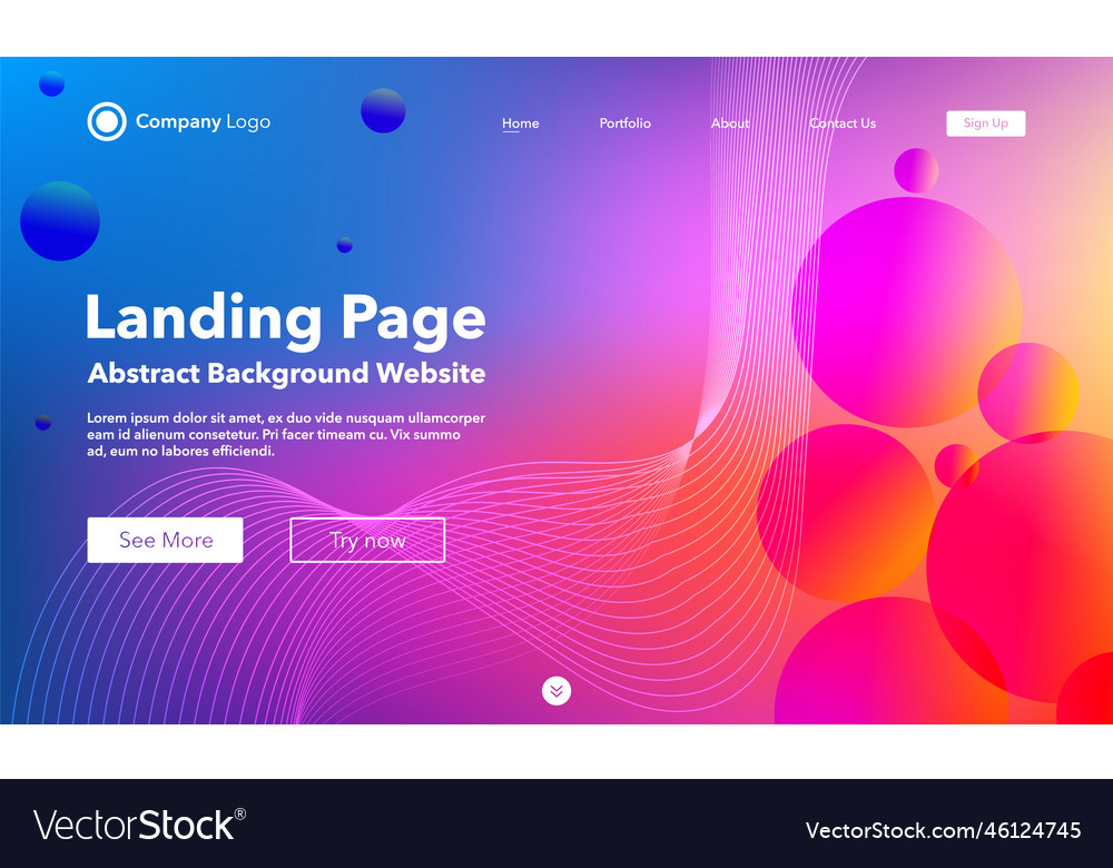 Gradient abstract wave background landing page vector image Gradient abstract wave background landing page