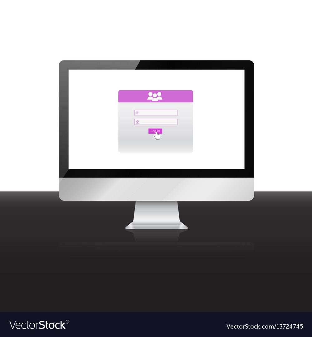 Login form on computer screen