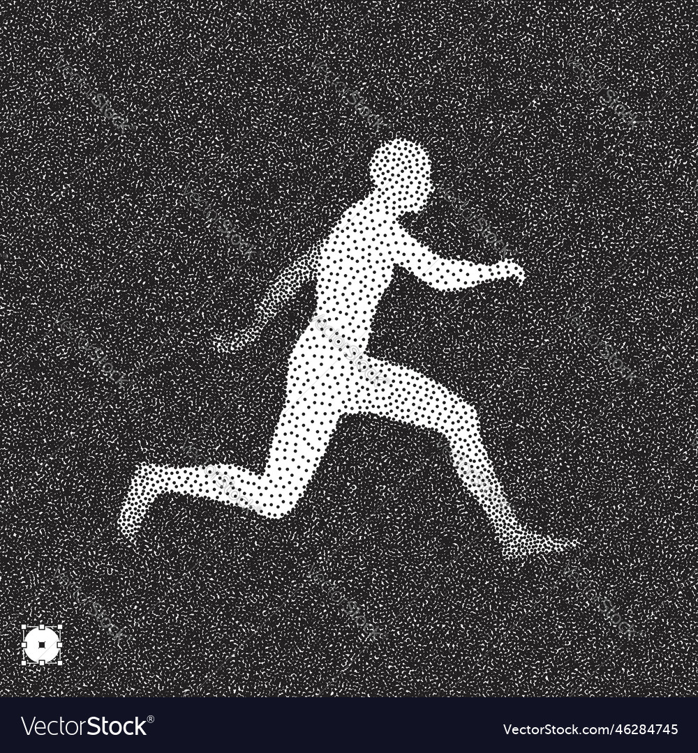 Running man 3d model of black and white Royalty Free Vector