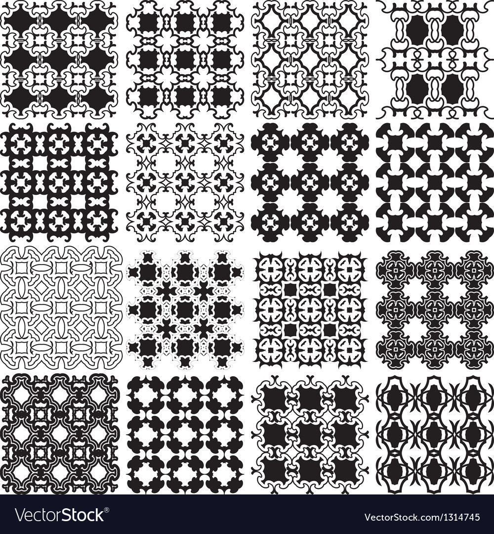 Set of black and white seamless patterns Vector Image