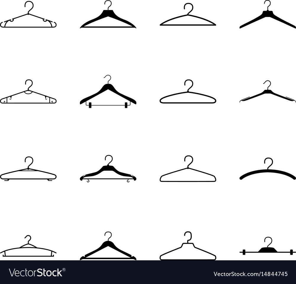 Set of black clothing hangers Royalty Free Vector Image