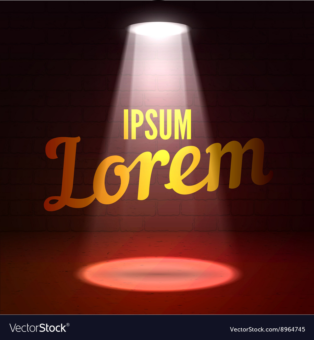 Text in spotlight shine effects on a dark Vector Image