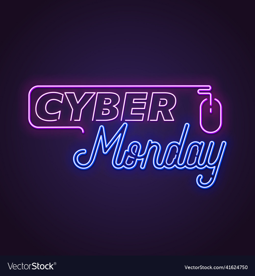 Cyber monday neon sign Royalty Free Vector Image