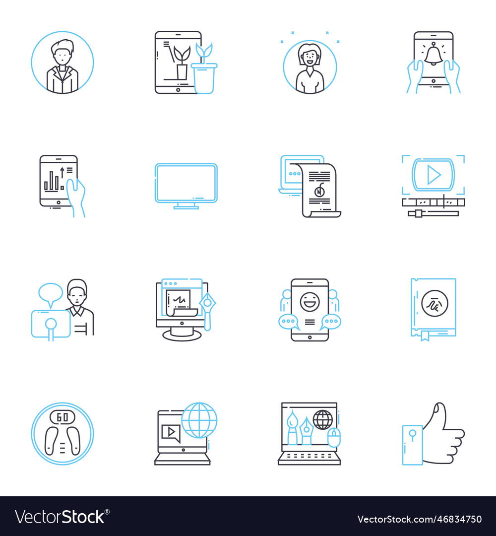 Email engine linear icons set inbox drafts sent vector image Email engine linear icons set inbox drafts sent