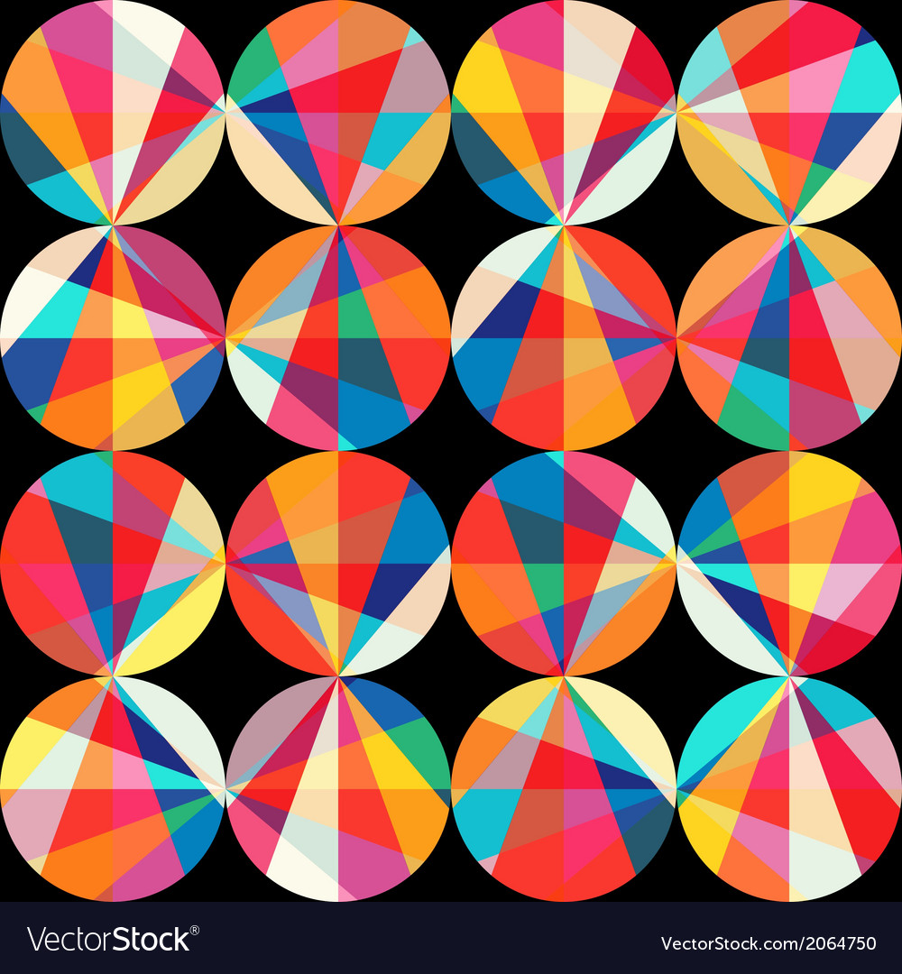 Geometric pattern of circles and triangles colored