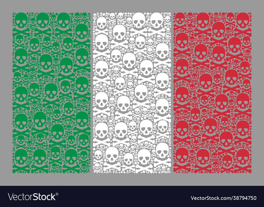 Mortal italy flag - mosaic with skull items vector image Mortal italy flag - mosaic with skull items