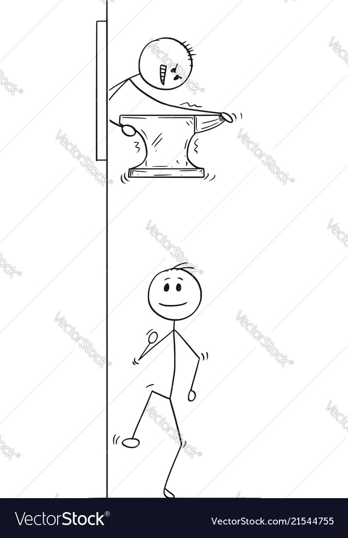 Cartoon man or businessman dropping iron Vector Image