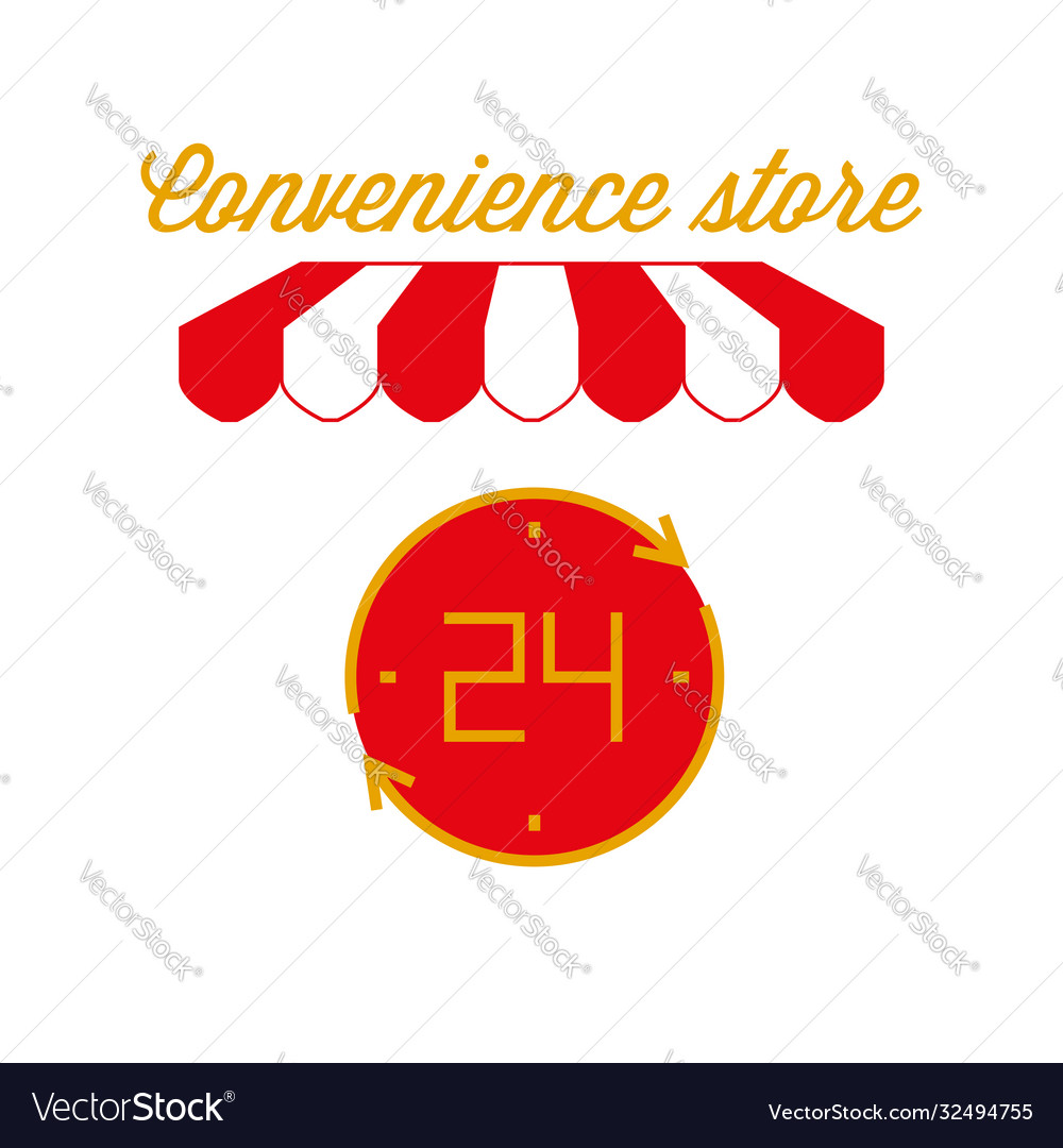 Convenience store sign emblem red and white