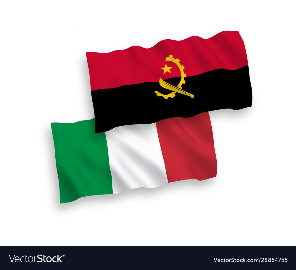 Flags italy and angola on a white background vector image Flags italy and angola on a white background