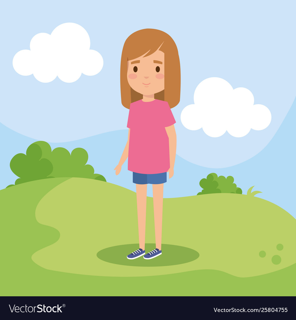 Happy girl with casual clothes and hairstyle Vector Image