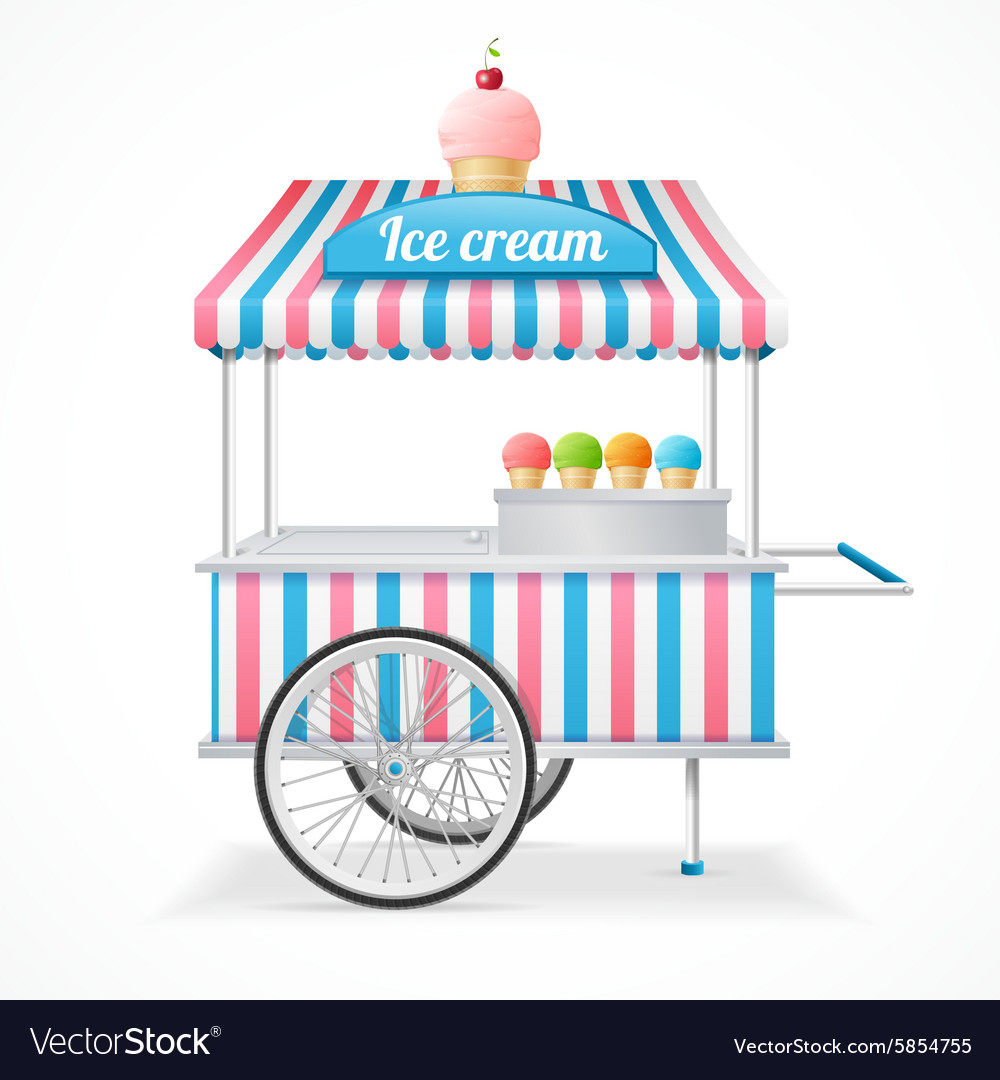 Ice cream cart market card Royalty Free Vector Image