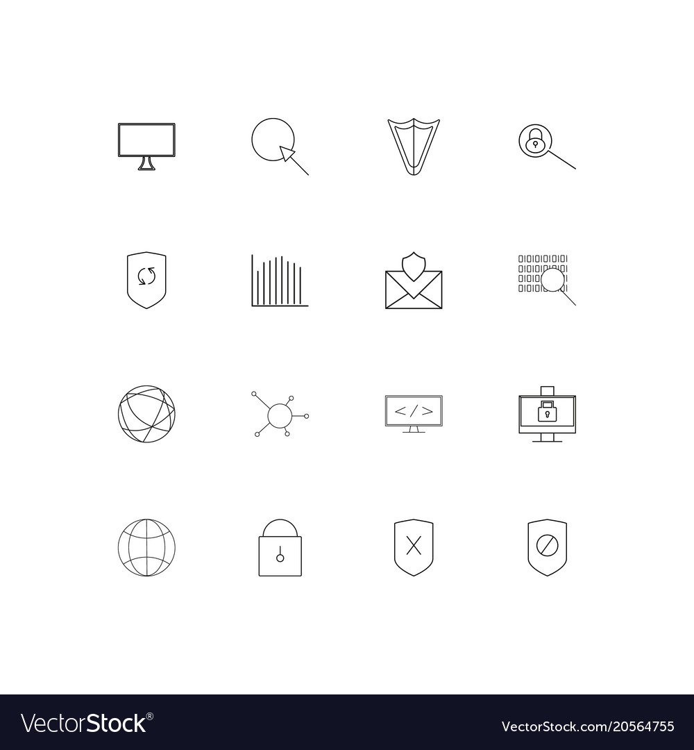 Internet security simple linear icons set