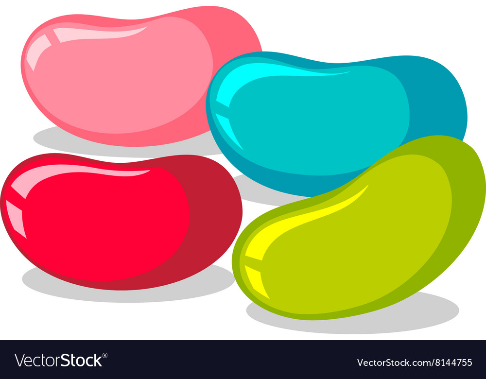 Jelly beans in four colors Royalty Free Vector Image