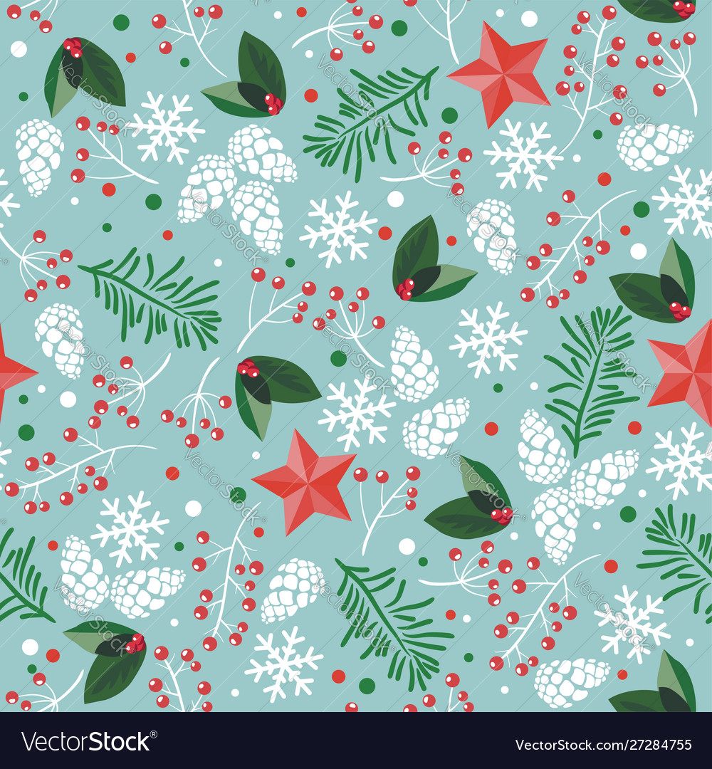 Seamless Pattern For Happy New Year And Merry Vector Image