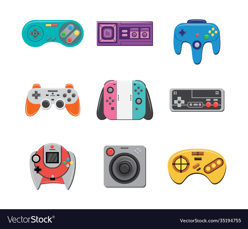Set computer games joysticks or controllers Vector Image