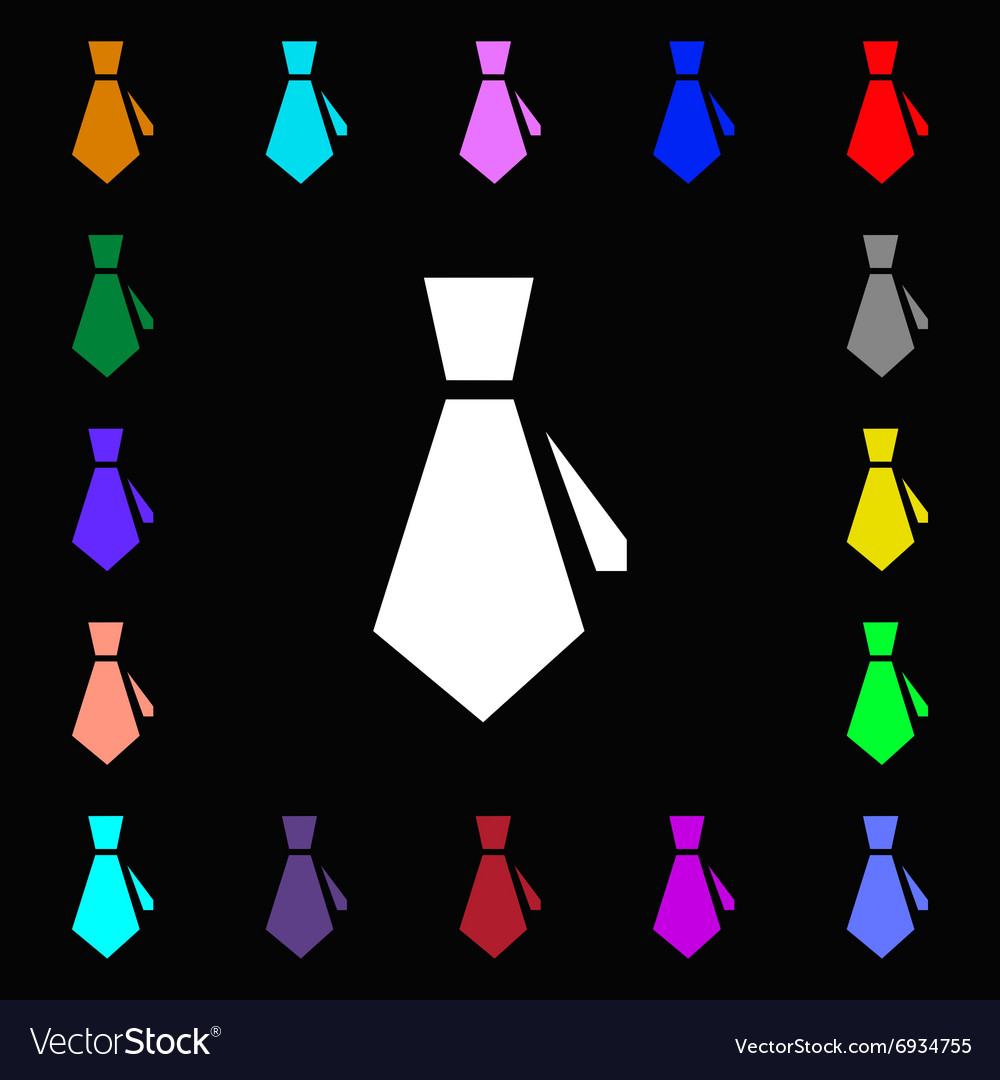 Tie icon sign lots of colorful symbols for your