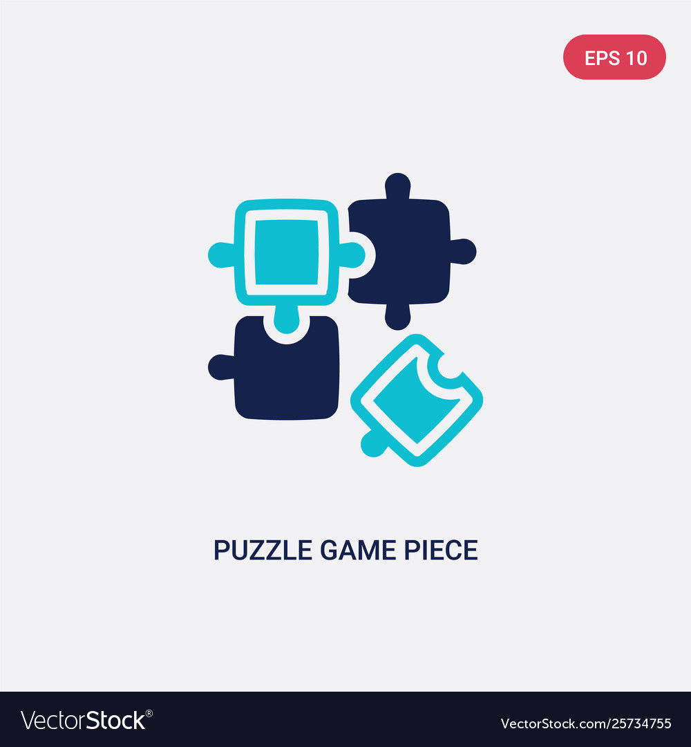 Two color puzzle game piece icon from business