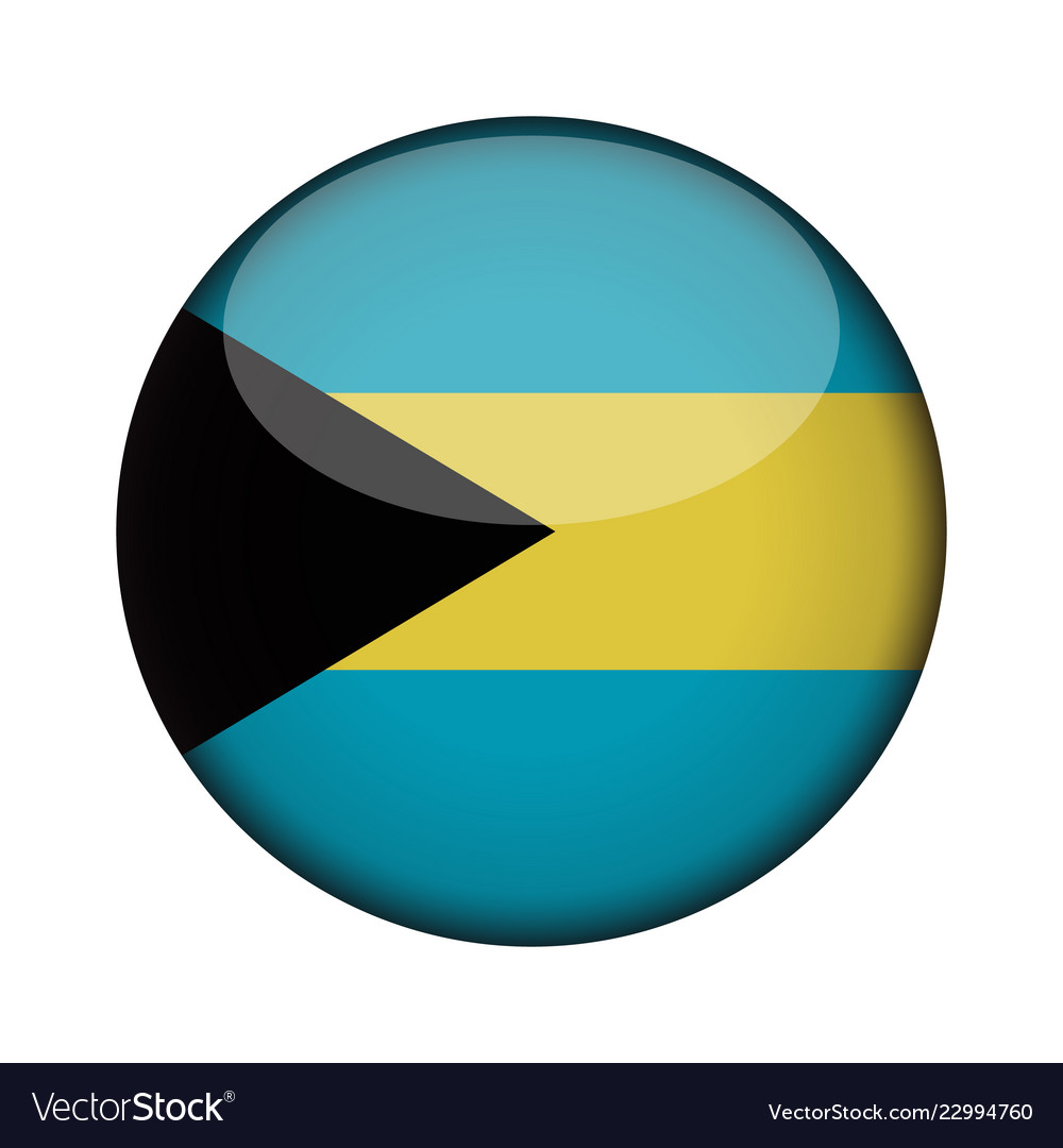 Bahamas Flag In Glossy Round Button Of Icon Vector Image