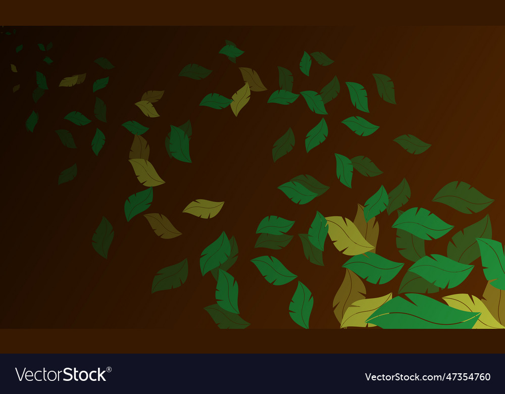 Dark green orange natural background with leaves Vector Image