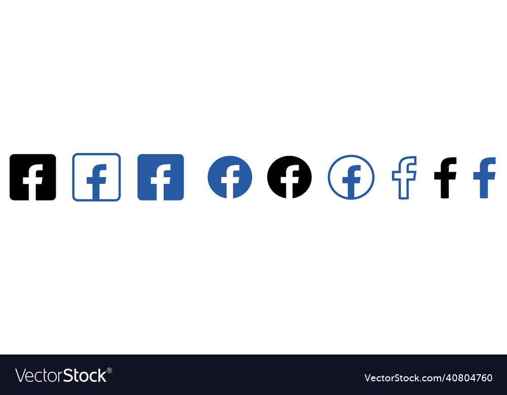 Facebook logo set Royalty Free Vector Image - VectorStock