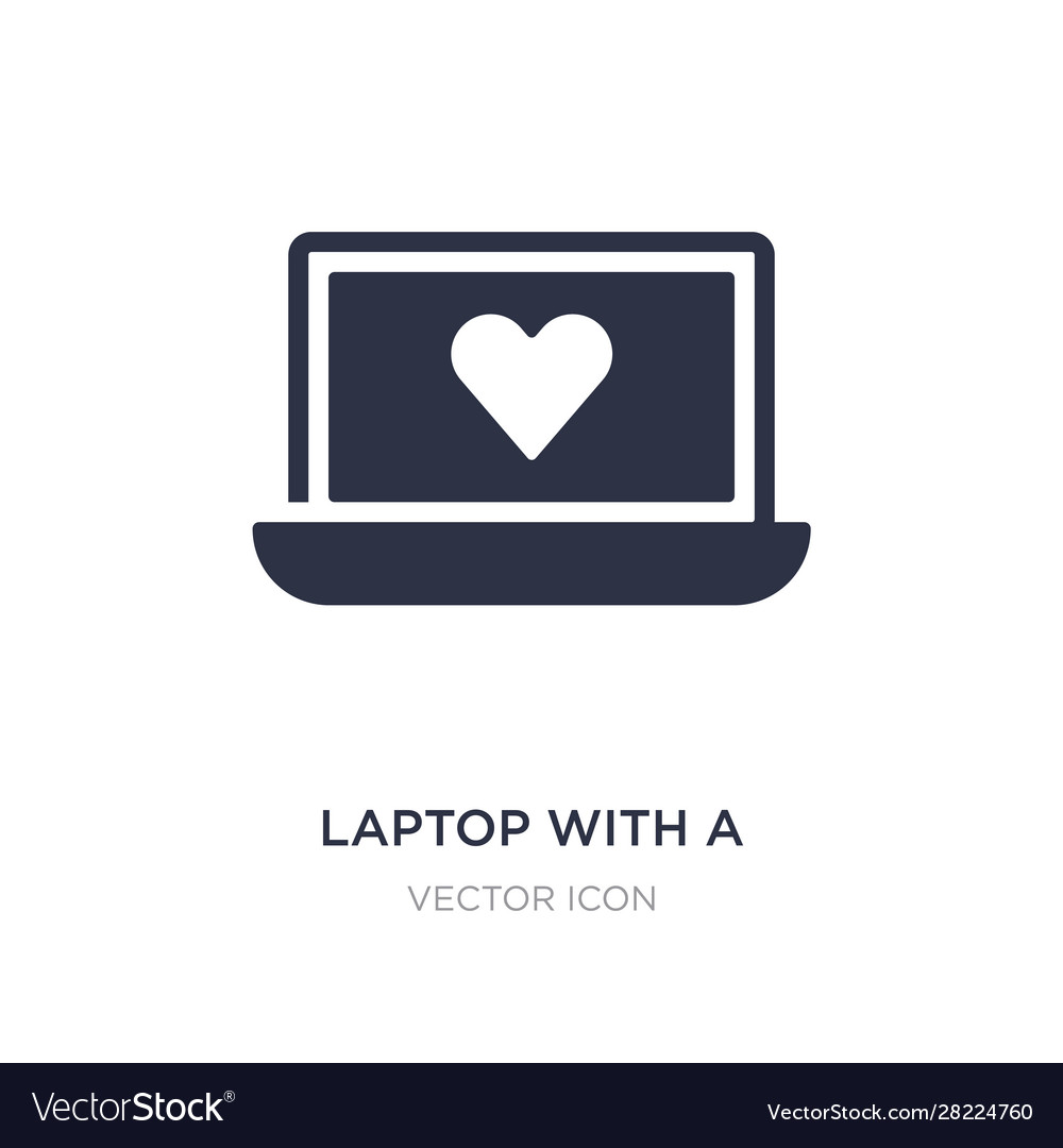 Laptop with a heart icon on white background