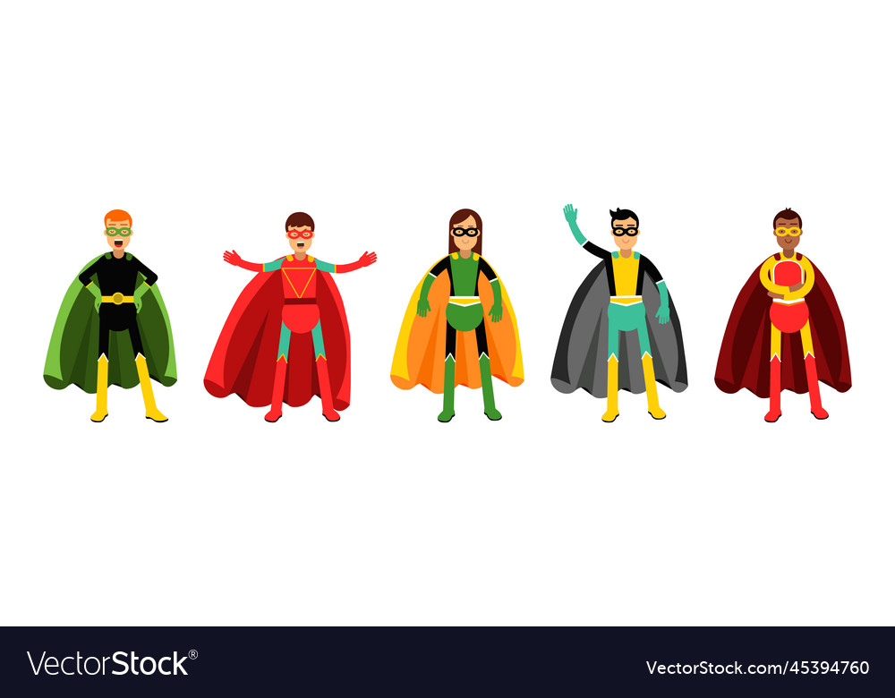 Man and woman superhero wearing cape having super