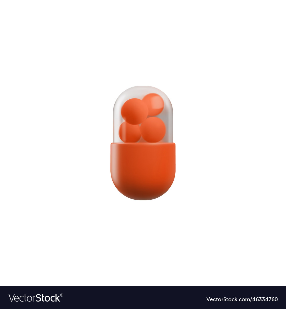 Realistic red pill medical capsule - 3d