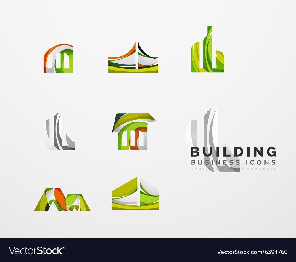 Set of real estate or building logo business icons