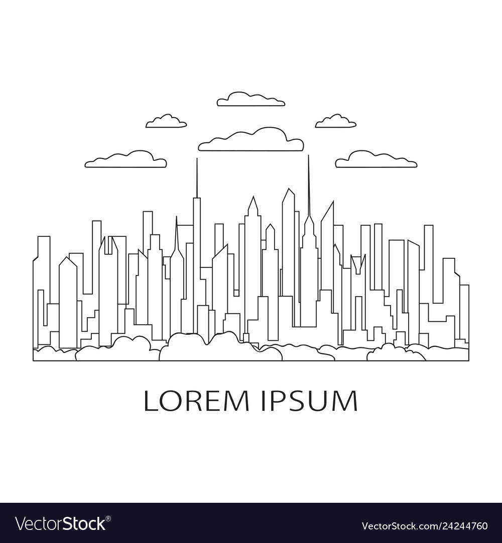 Thin line city landscape icon panorama design