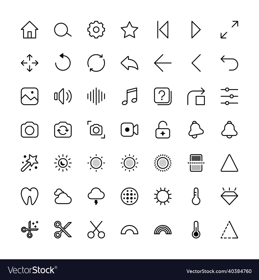 Thin line image editing icons vector image Thin line image editing icons