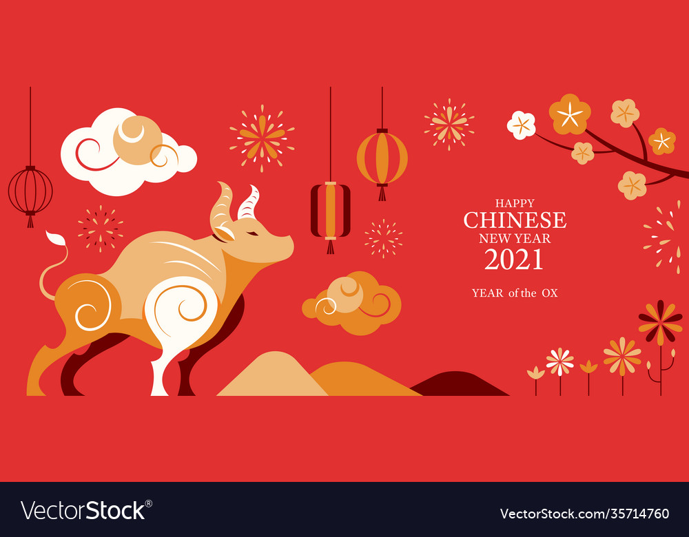 Year ox chinese new Royalty Free Vector Image - VectorStock