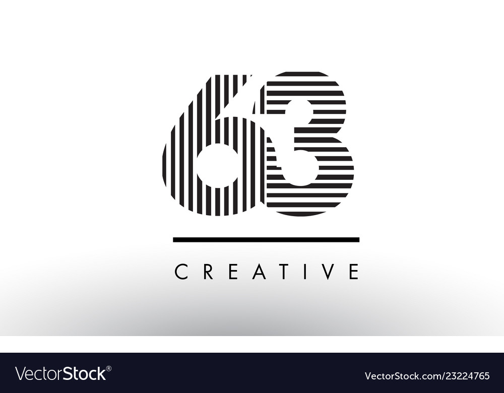 63 black and white lines number logo design Vector Image