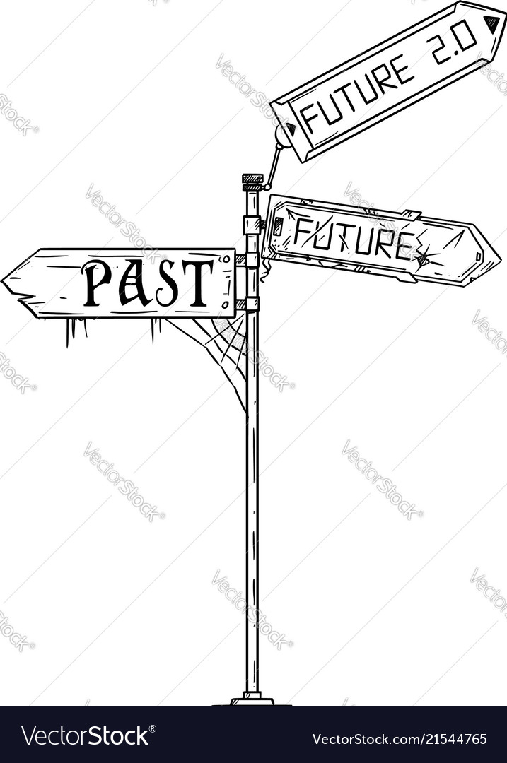 artistic drawing of traffic arrow sign with past vector image