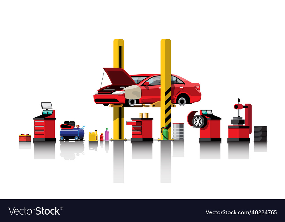 Automobile repair and maintenance service concept Vector Image