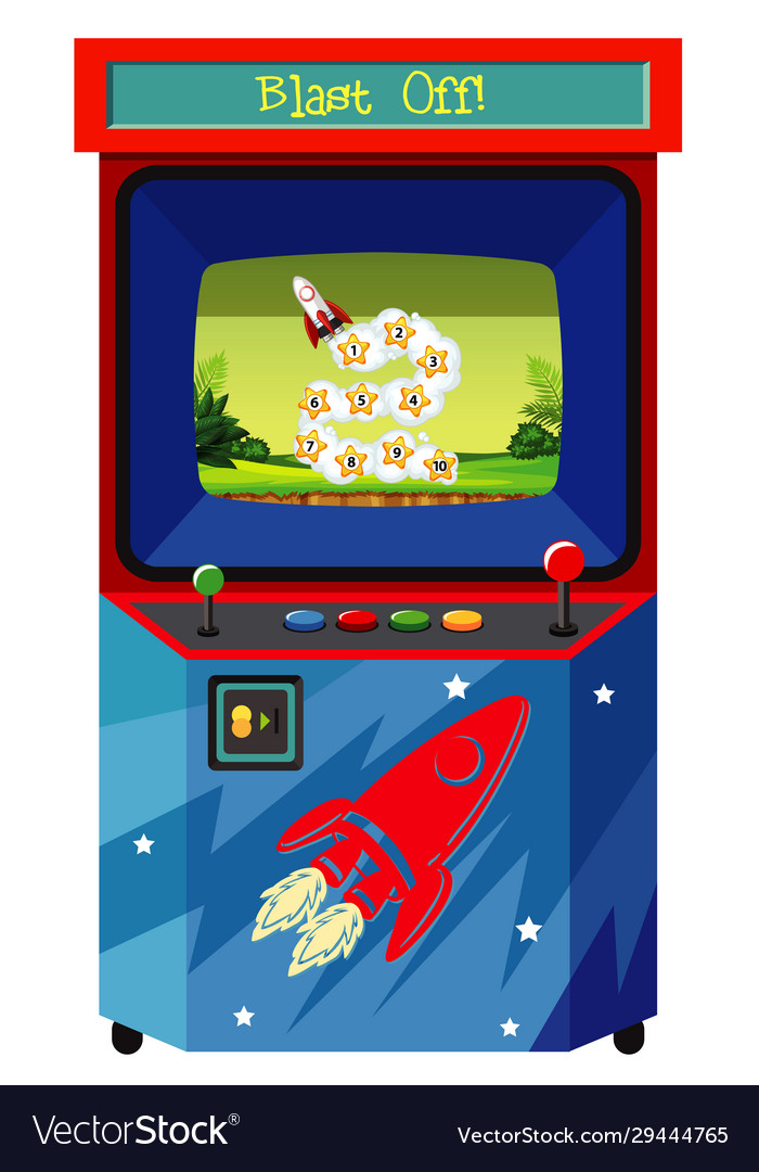 Game machine for counting numbers on isolated vector image Game machine for counting numbers on isolated